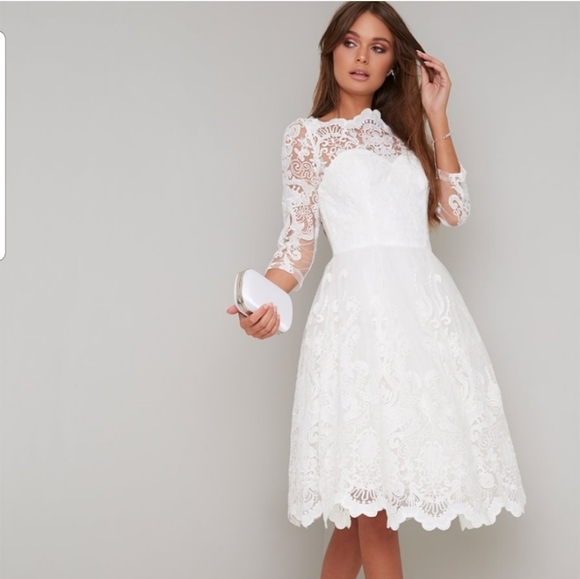 chi chi london white floral embroidered dress